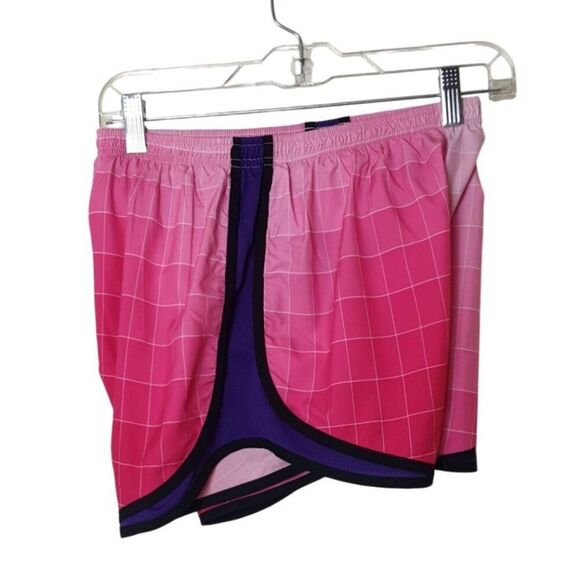Nike Womens Running Shorts M Pink & Purple Checkered Dri-Fit Athletic Sports Y2K - Picture 3 of 6